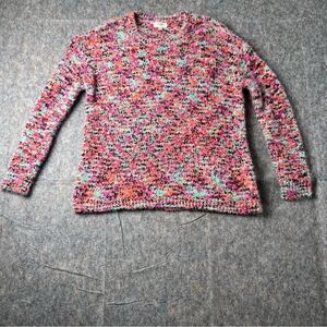 Umgee Women’s M‎ Fuzzy Shaggy Knit Sweater Multicolor Pink Mint Pullover